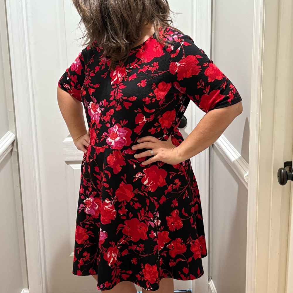 Apt. 9 Black and Red Floral Midi Dress